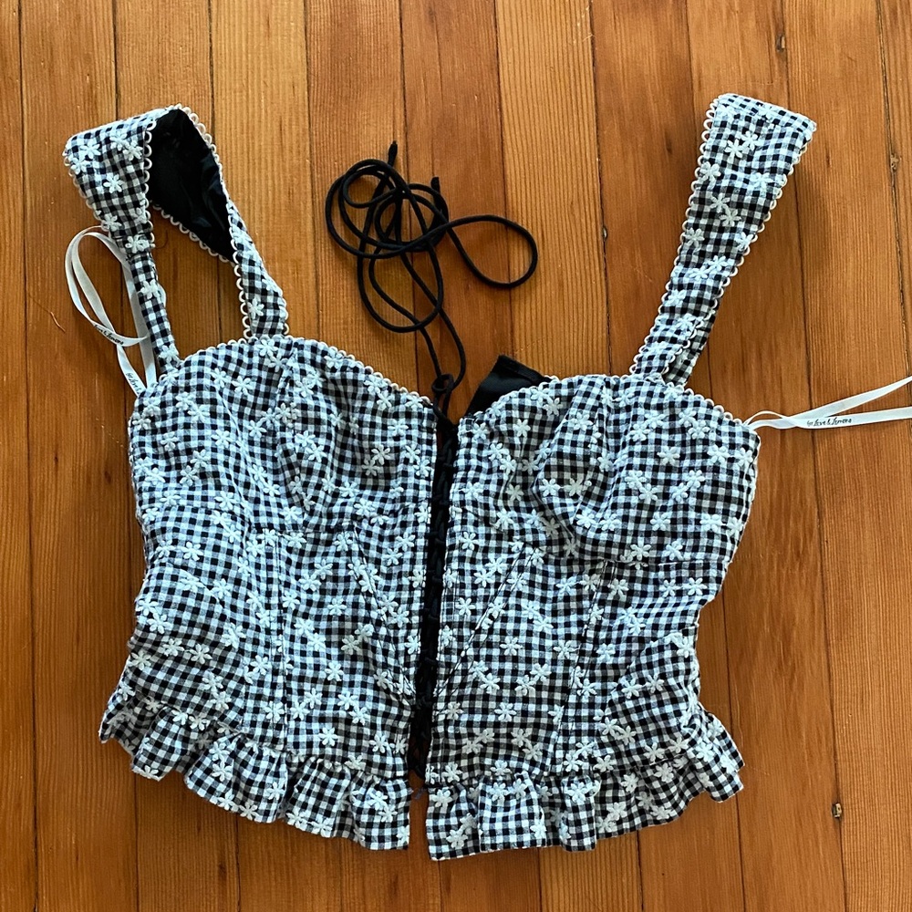 Black and White Checkered Women's Top